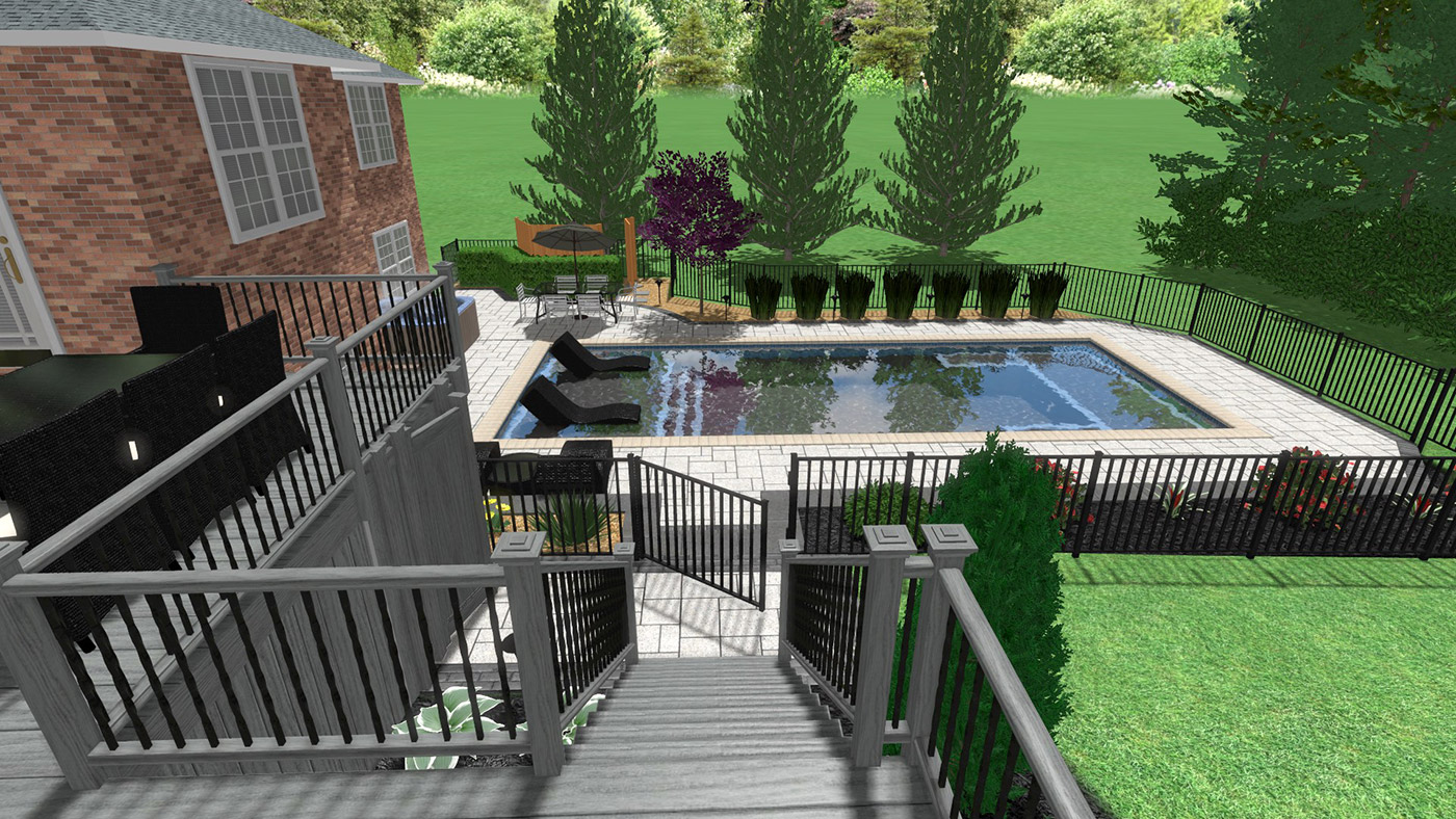 Backyard pool viewed from deck